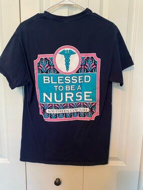 🌸 Southern Couture Navy "Blessed to Be a Nurse" Short Sleeve Tee 💯 % Cotton